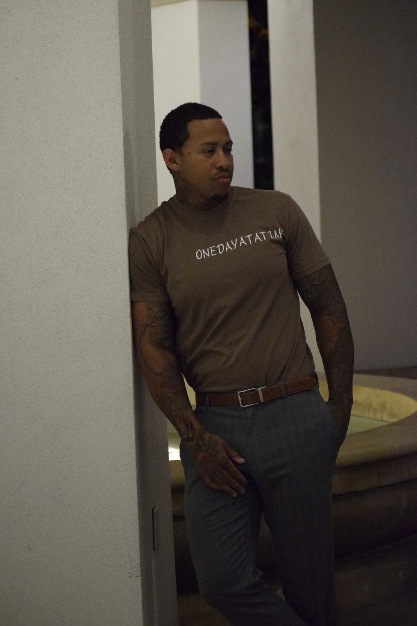 Men’s Brown Tee /White Label