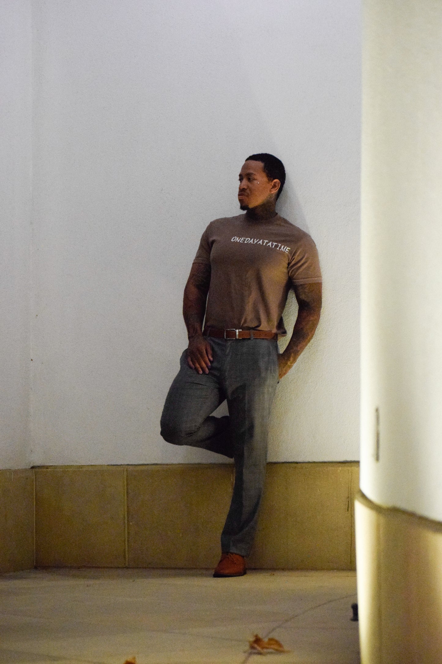 Men’s Brown Tee /White Label